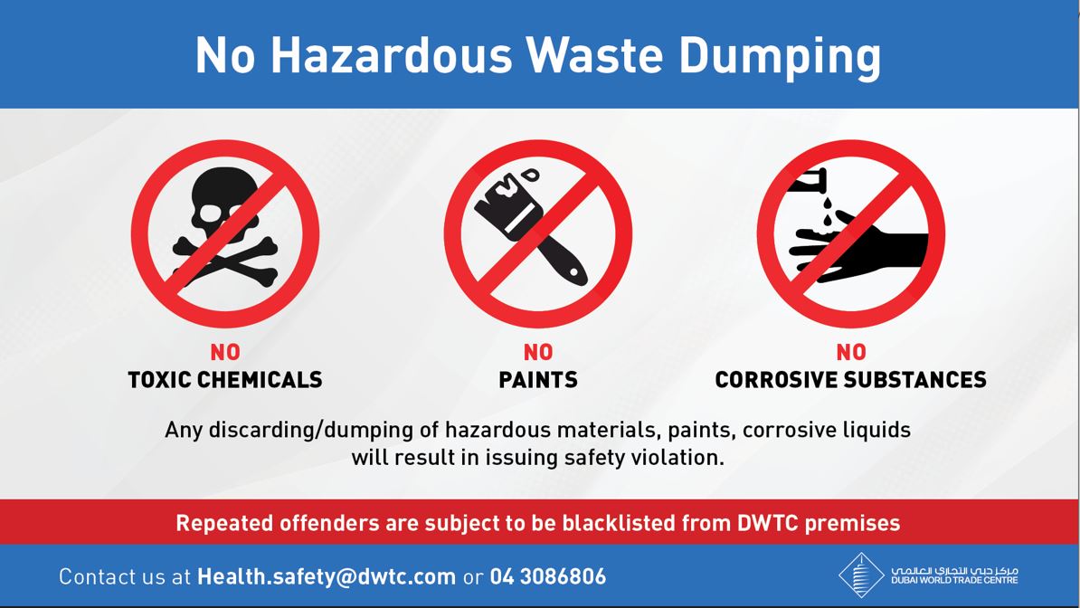 FOR THE ATTENTION OF ALL EXHIBITORS AND THEIR CONTRACTORS – HAZARDOUS WASTE